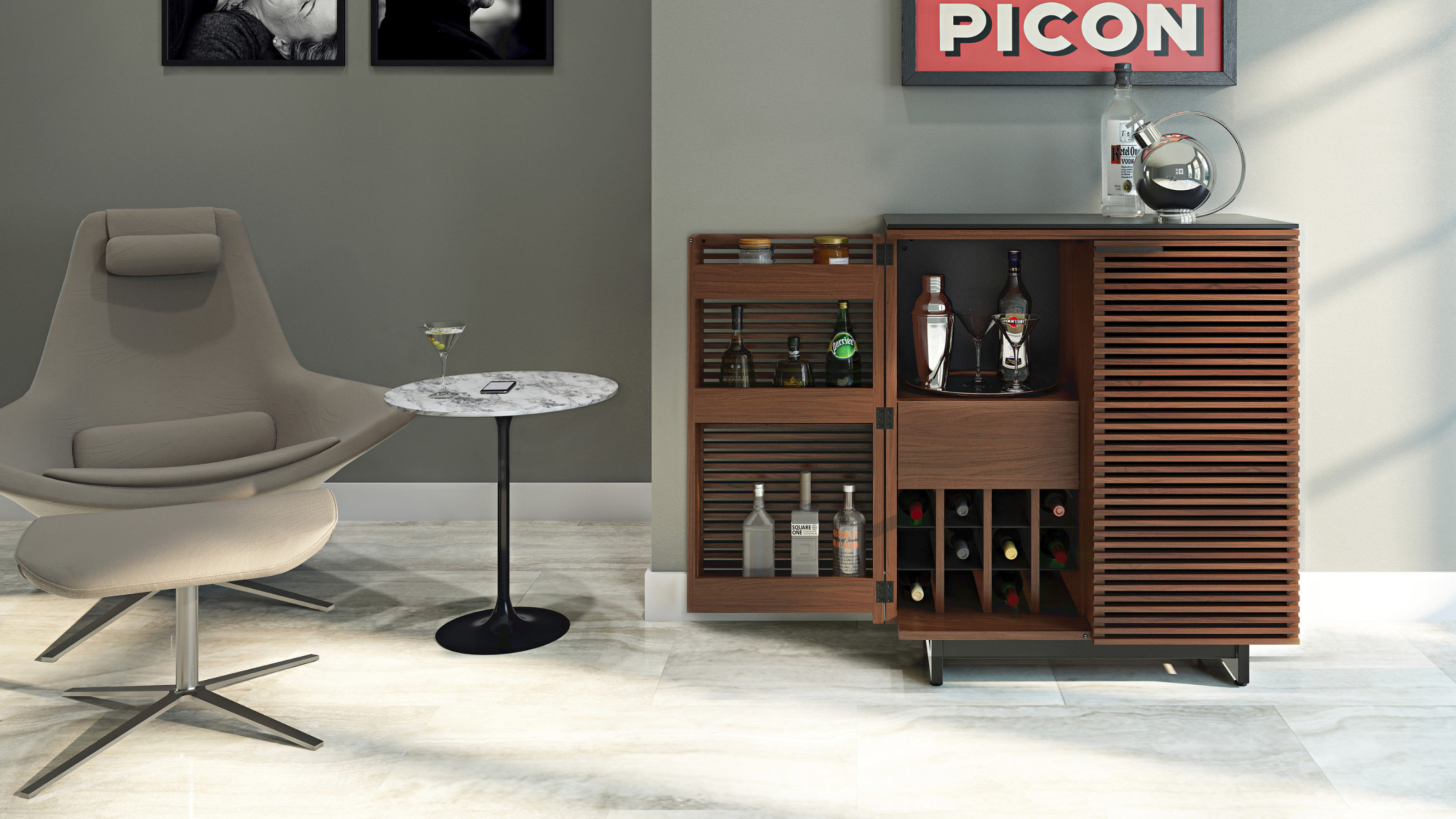 Corridor 5620 Modern Home Bar Cabinet Bdi Furniture