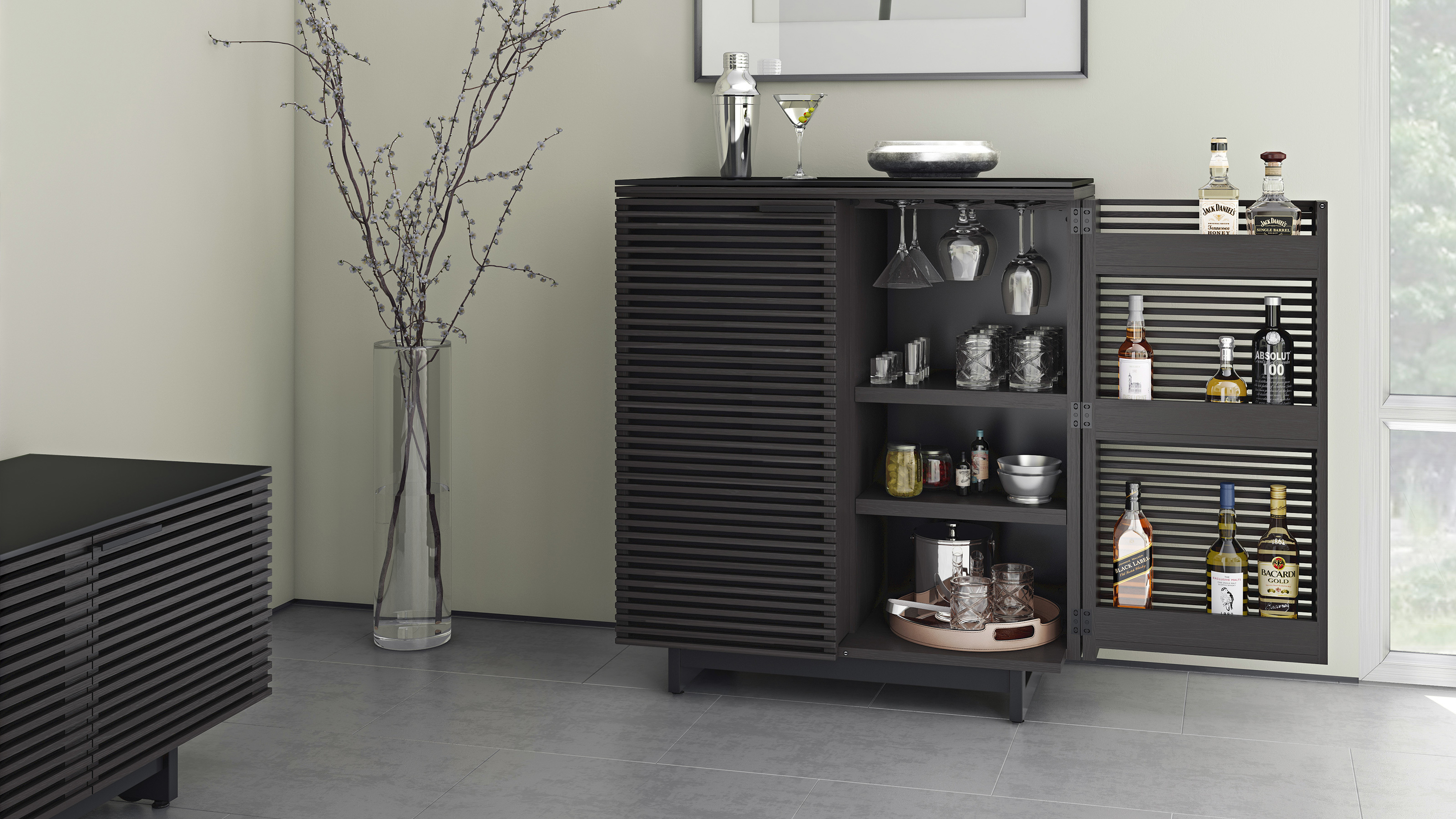 Corridor 5620 Modern Home Bar Cabinet Bdi Furniture