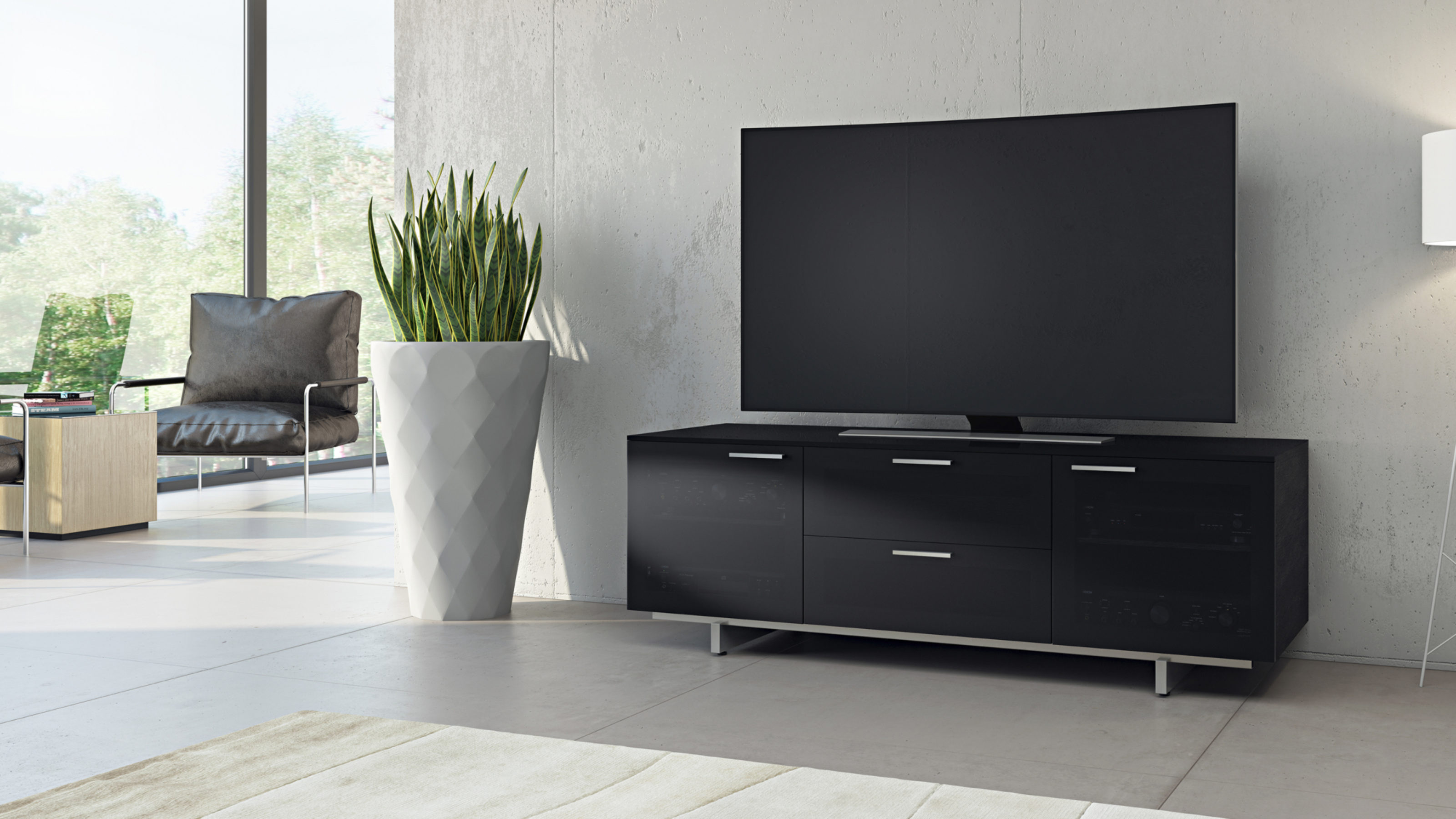 Avion Noir 8937 Black Media Console Tv Stand Bdi Furniture