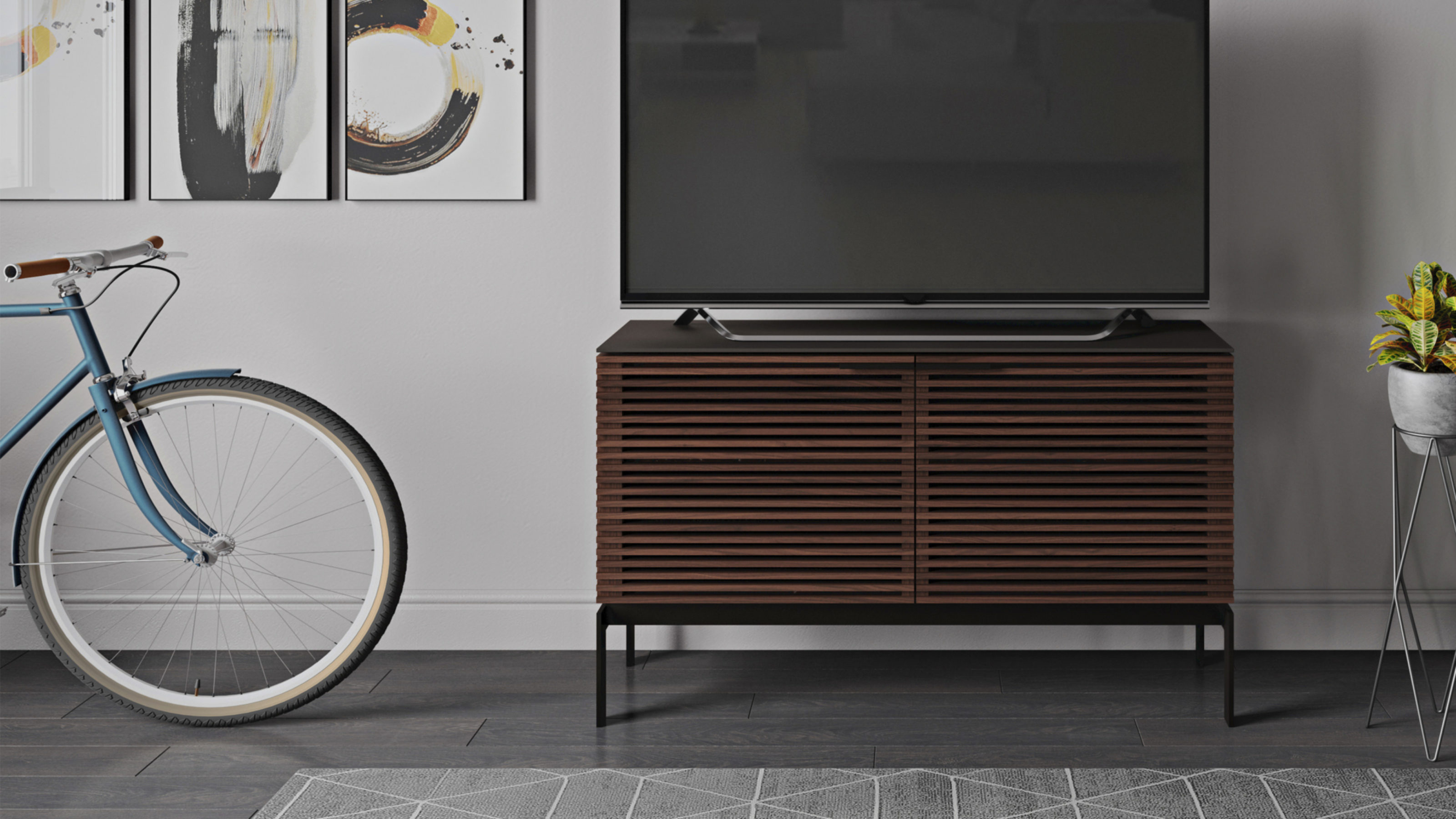 Corridor Sv 7128 Slim Media Cabinet Storage Console Bdi Furniture