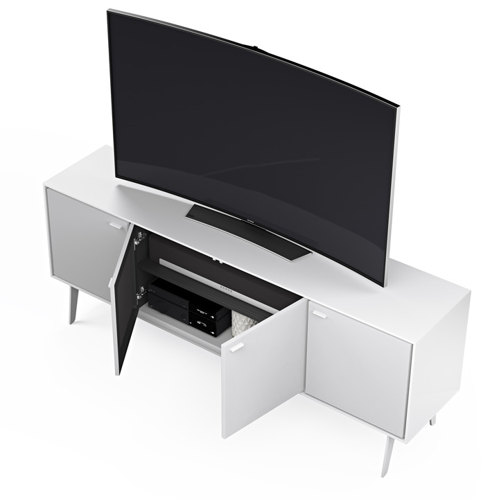 Flo 7279 White Tv Stand Entertainment Console Bdi Furniture