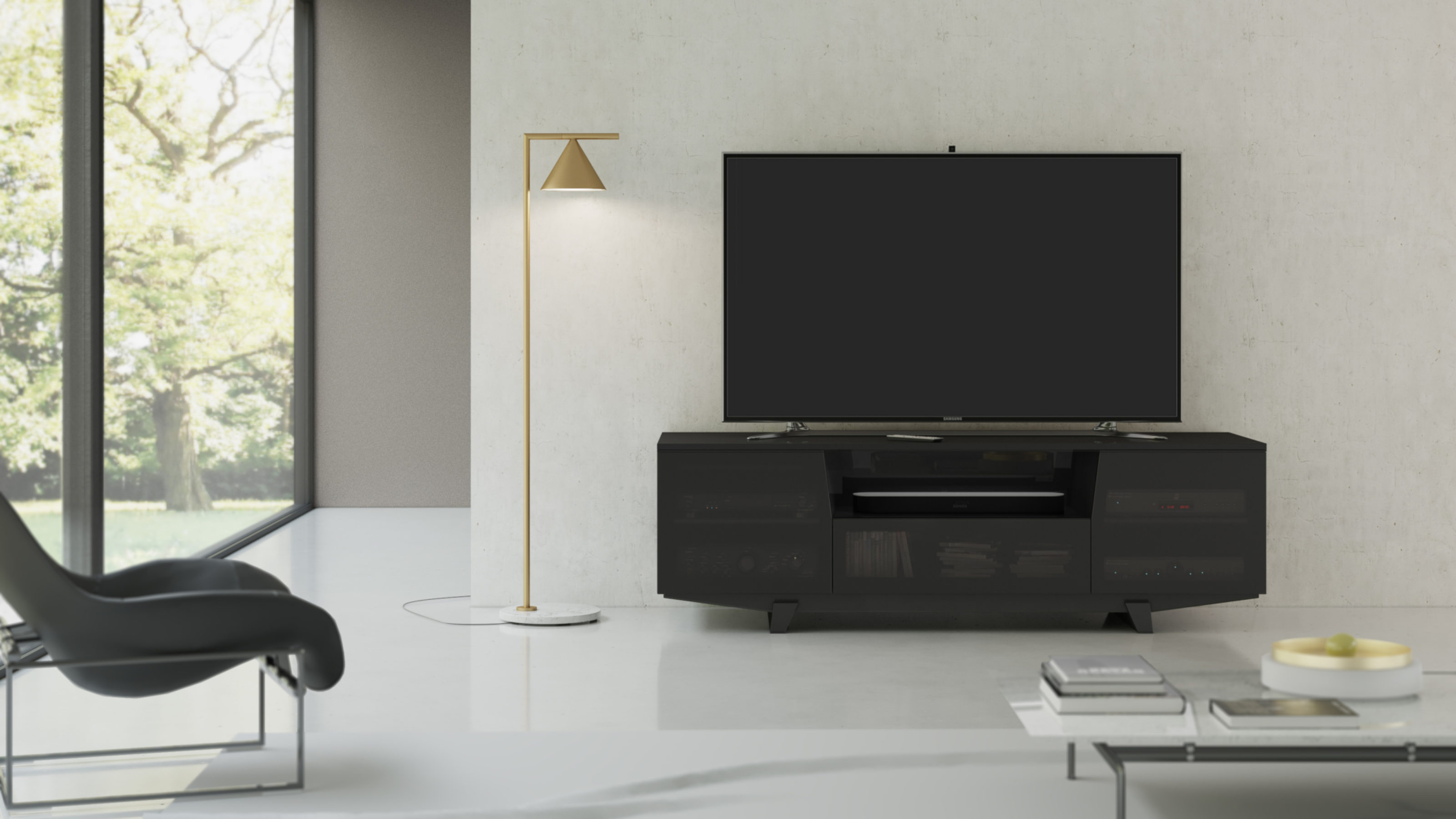 Marina 8729 2 Gloss Black Tv Stand Media Cabinet Bdi Furniture