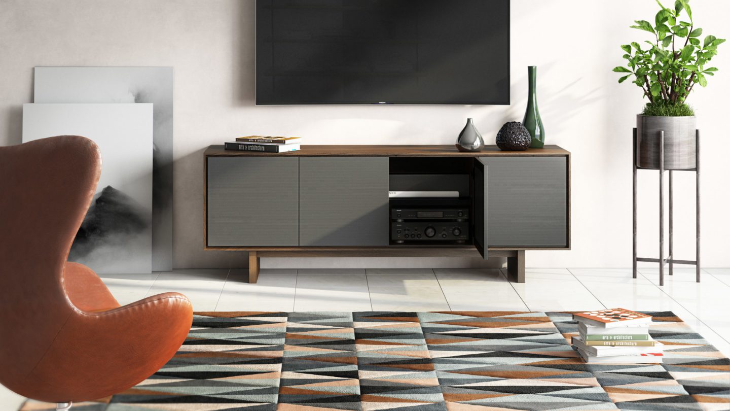 Octave Media Cabinet Bdi 8379 Toasted Walnut Lifestyle Full Feature 1440