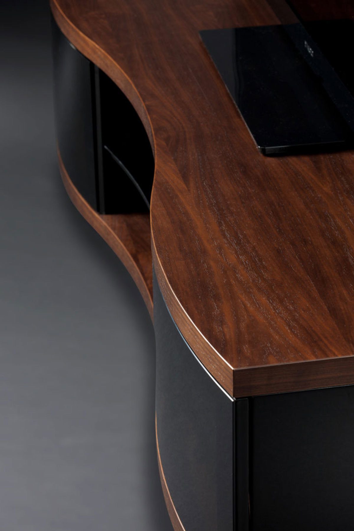 The Ola Curved Media Cabinet in Chocolate by BDI curved media console