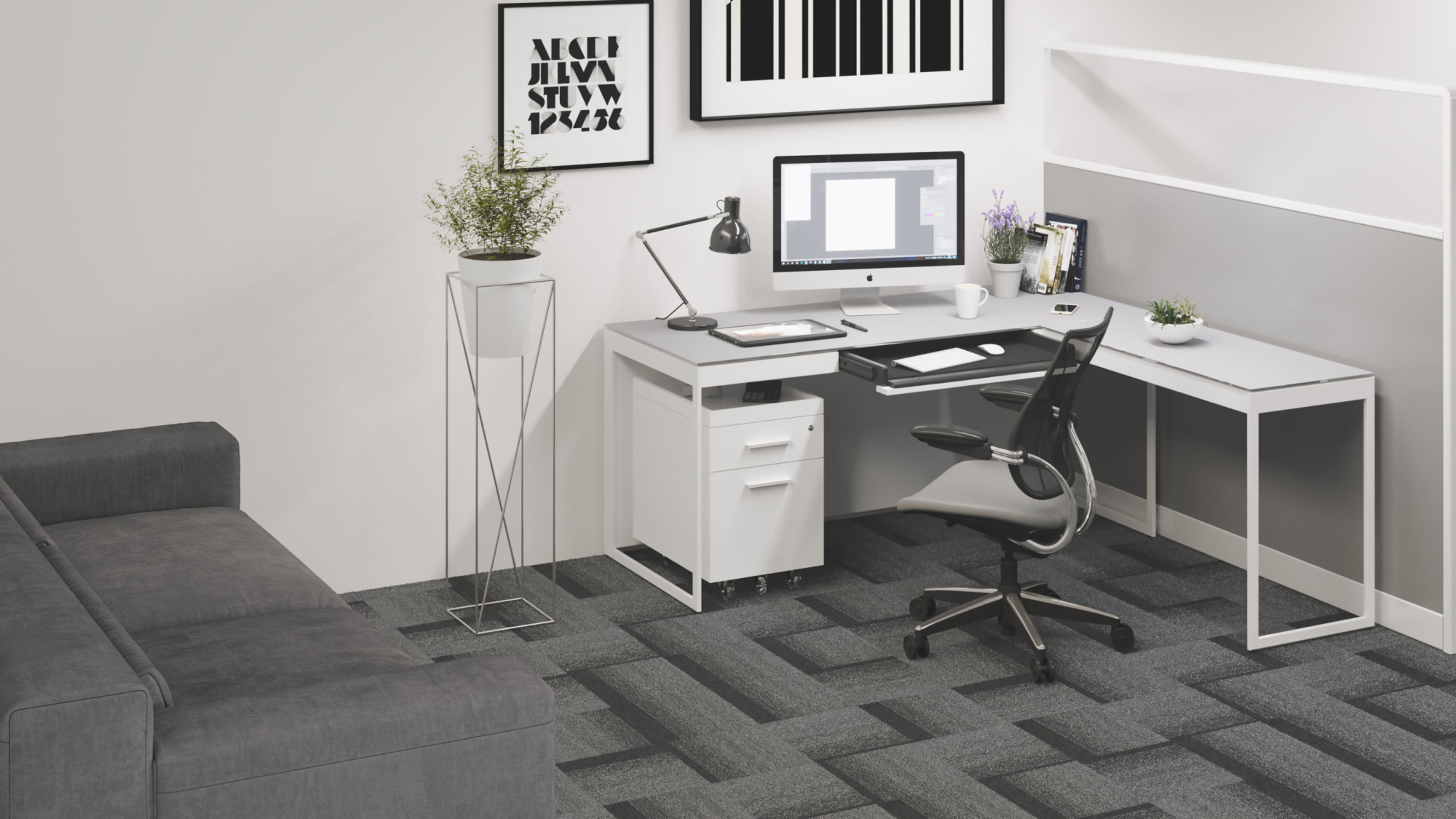 Centro 6401 Modern White Home Office Desk Bdi Furniture