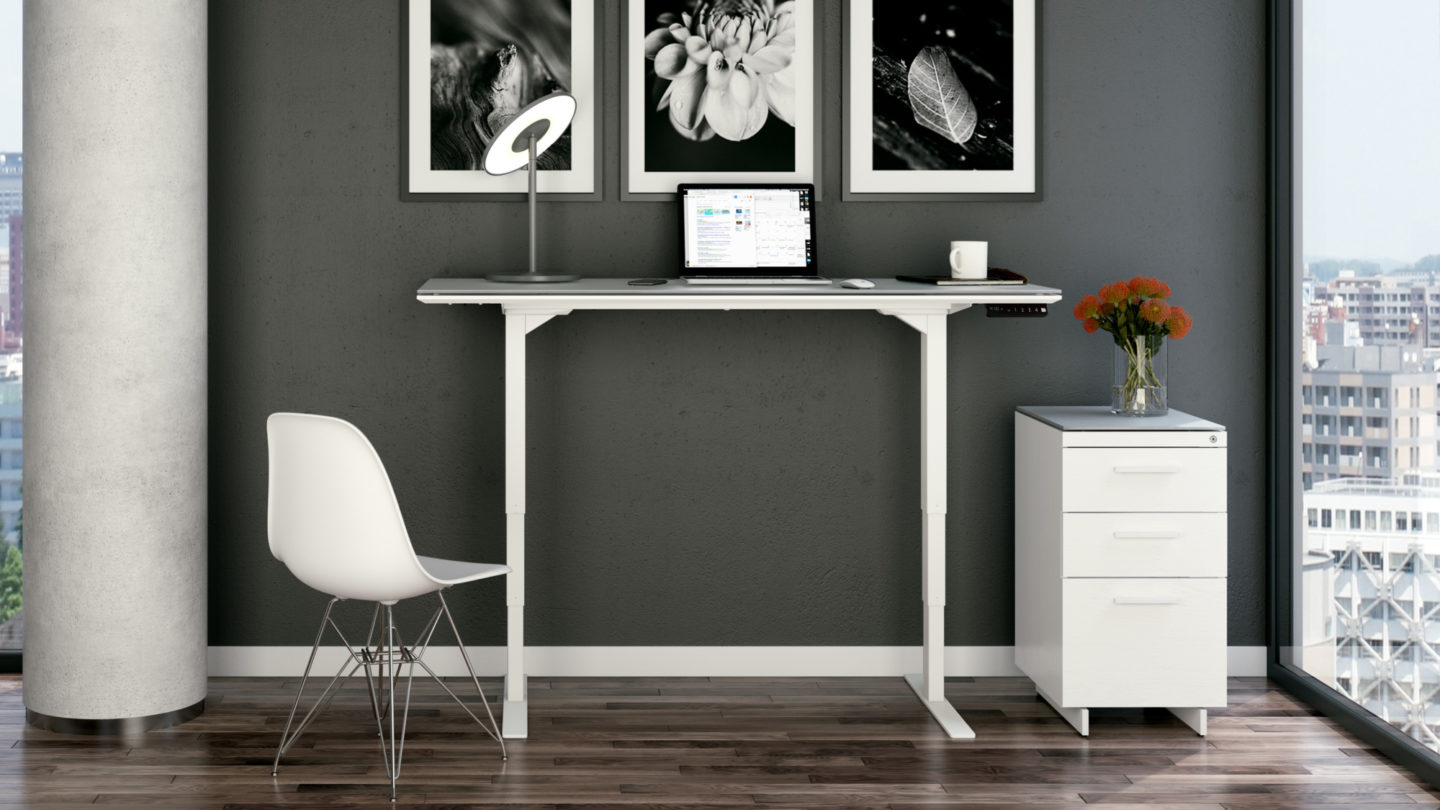 Centro lift desk BDI header concrete swipe
