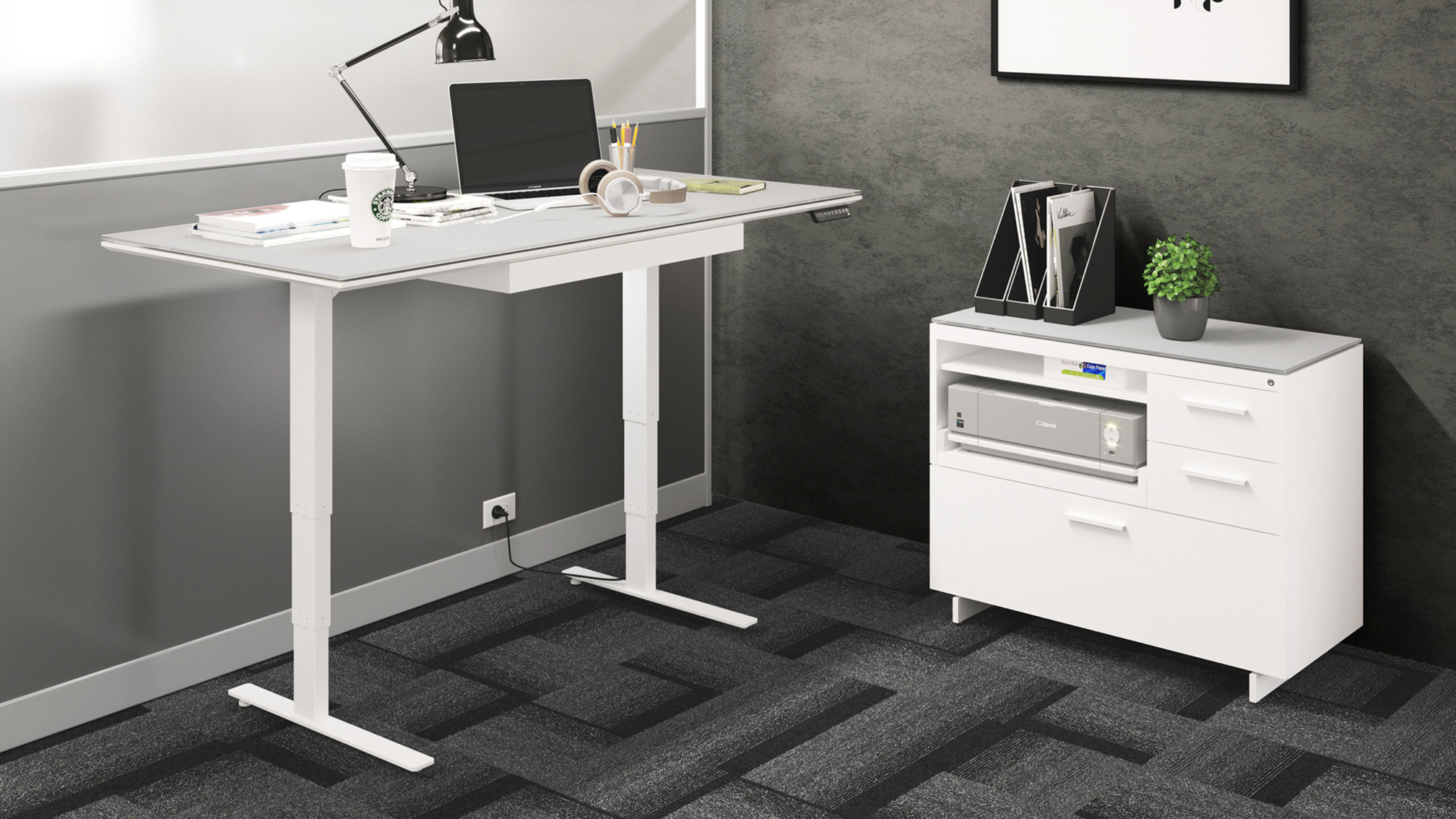 Centro 6452 2 Height Adjustable Standing Desk 66 X30 Bdi Furniture
