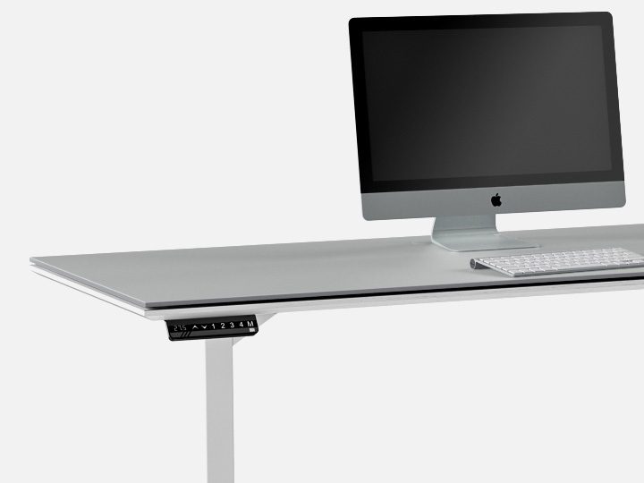 Centro Lift Desk in White Satin adjustable height desk