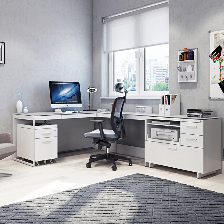 The Centro Office in satin white full home office