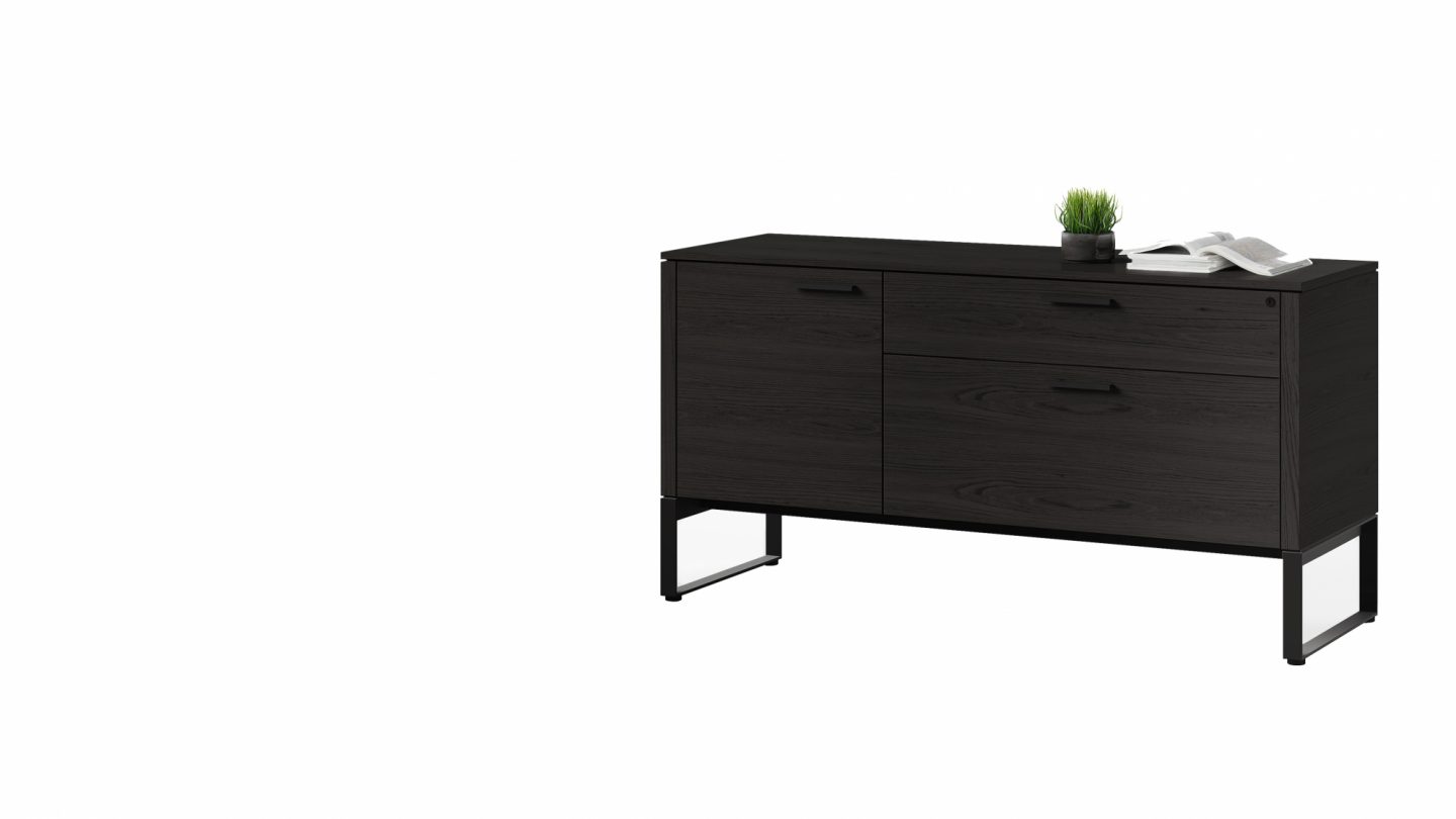 Linea modern office mutifunction printer storage cabinet 6220 BDI charcoal full
