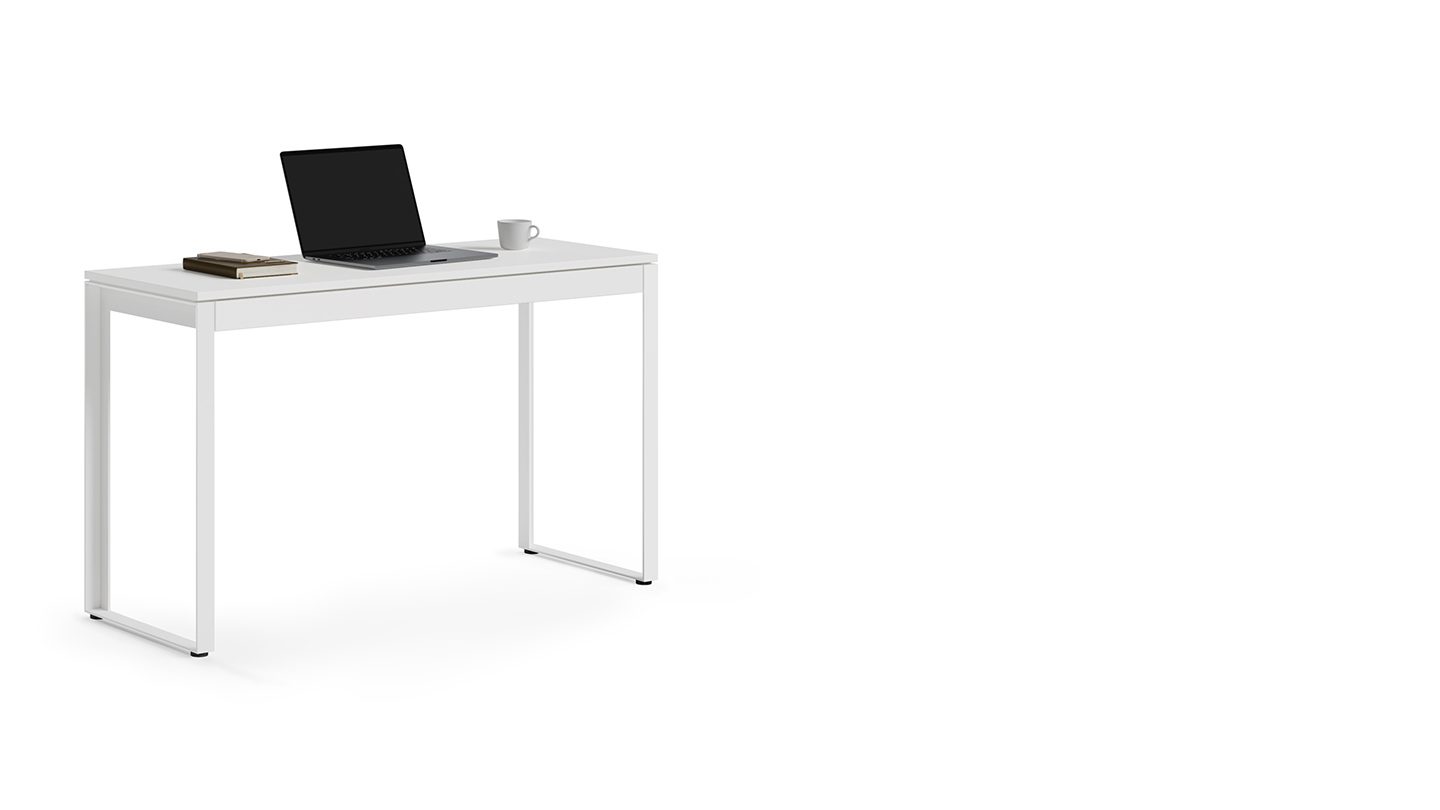 Linea slim modern console desk 6222 BDI white wood top desk