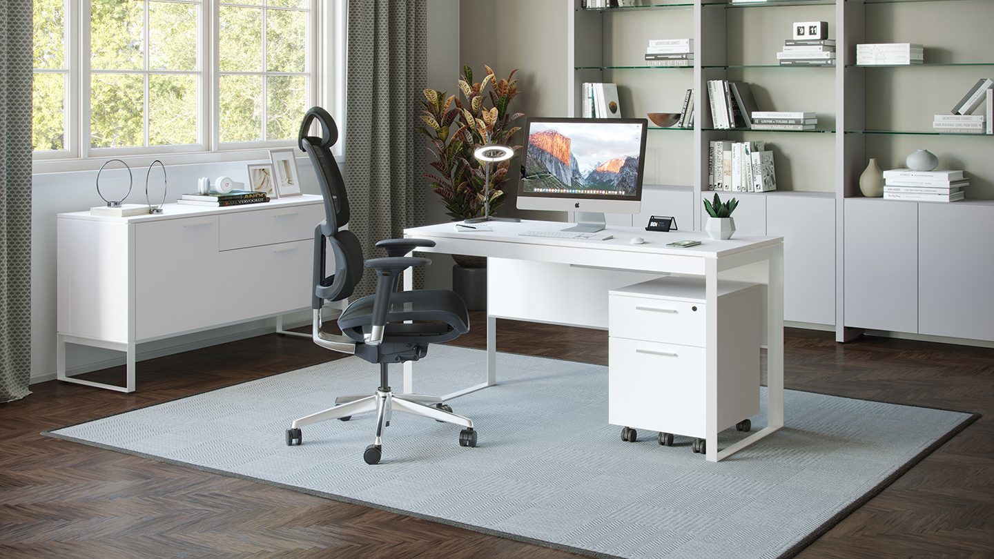 Linea modern office collection bdi furniture white