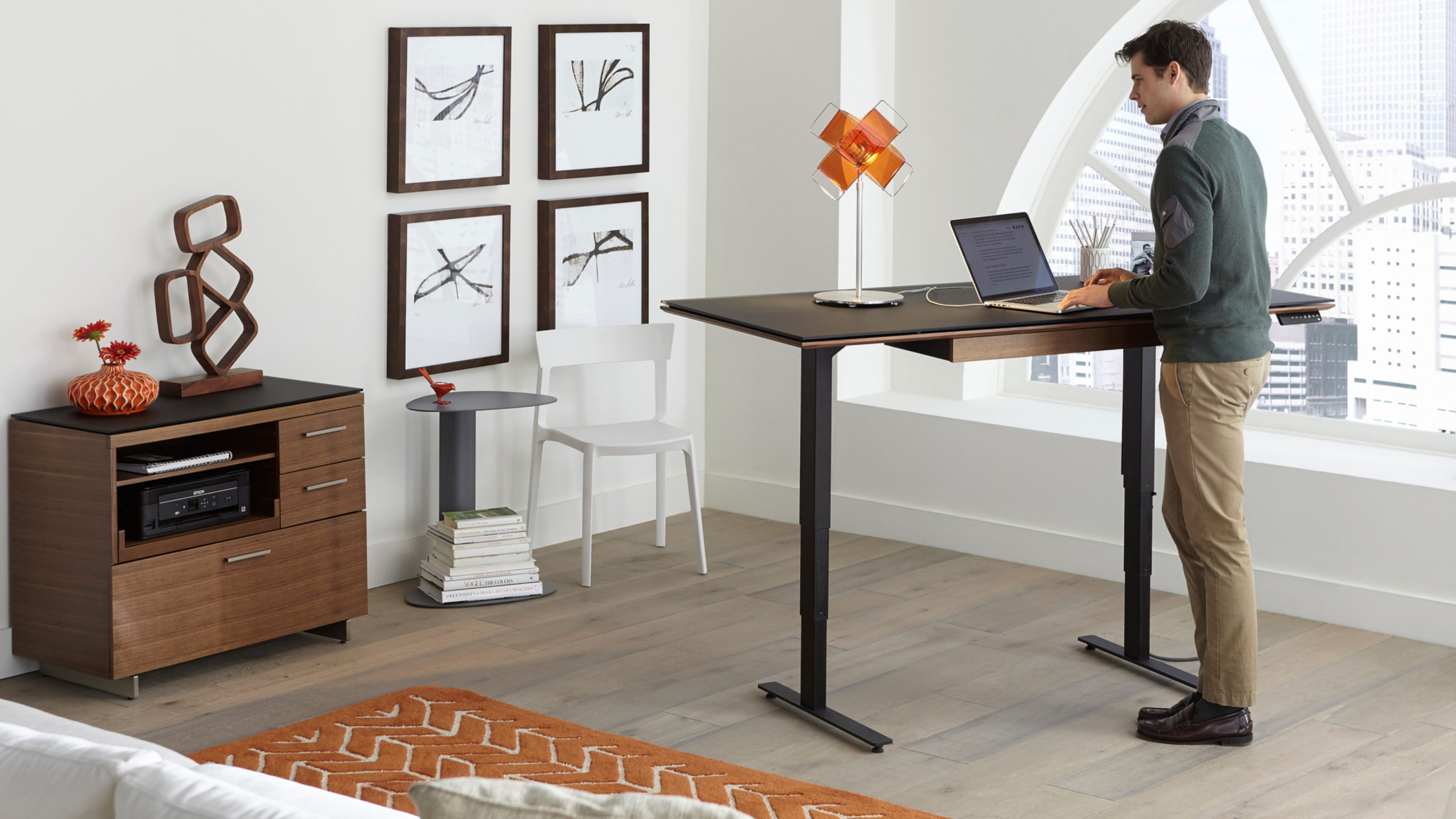 Sequel 6052 Height Adjustable Standing Desk 66 X30 Bdi Furniture