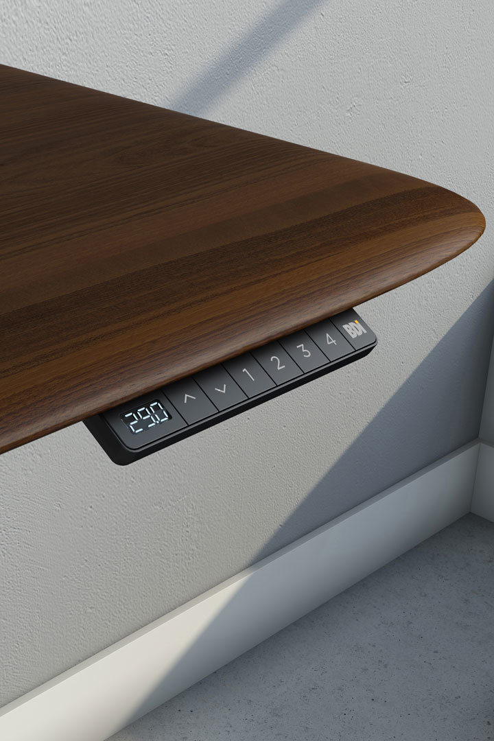 Go from standing, to sitting, and back again with the Sola standing desk's durable, electronically powered leg system that can be controlled with the touch of a keypad.