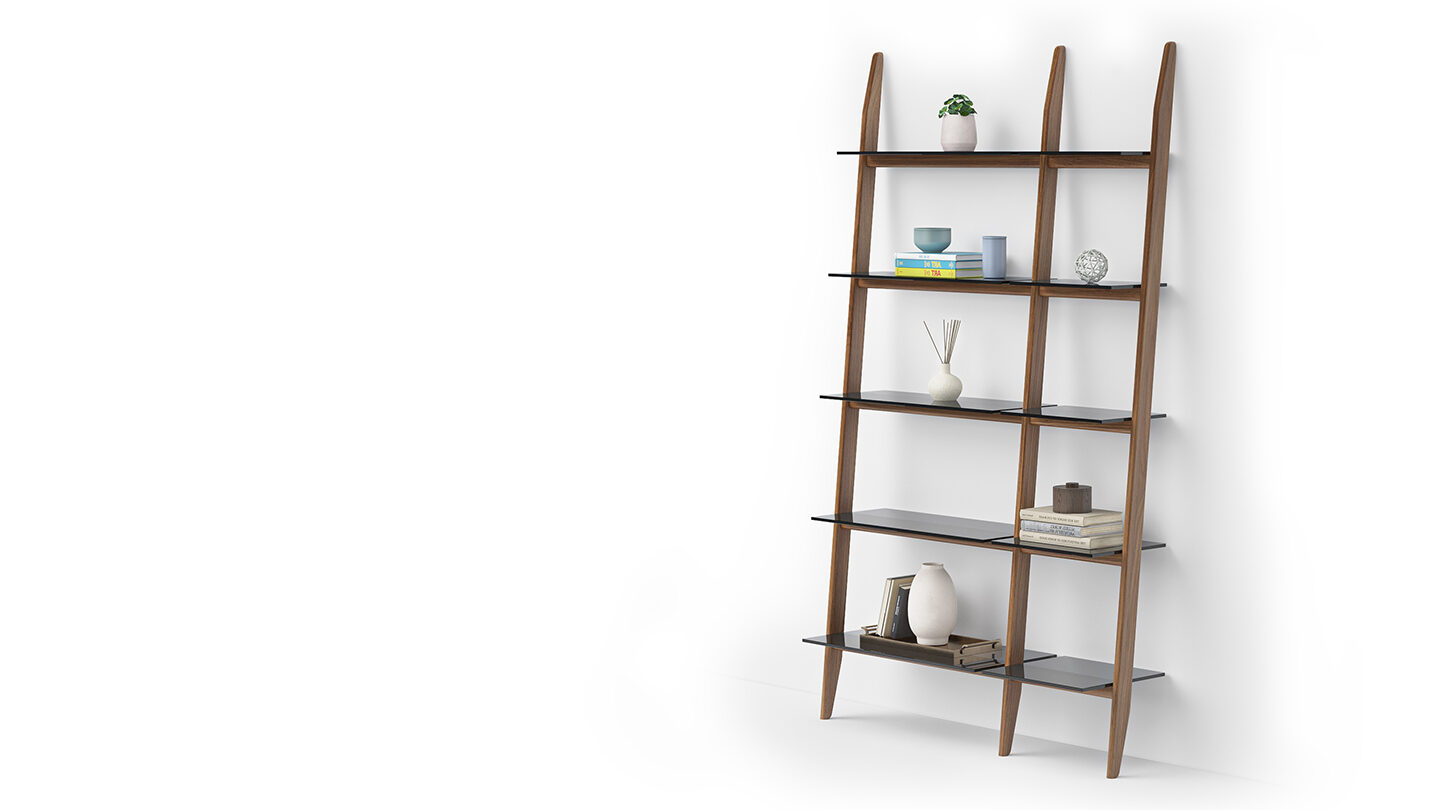 Stiletto BDI leaning ladder shelf system 570012 walnut 1440 810