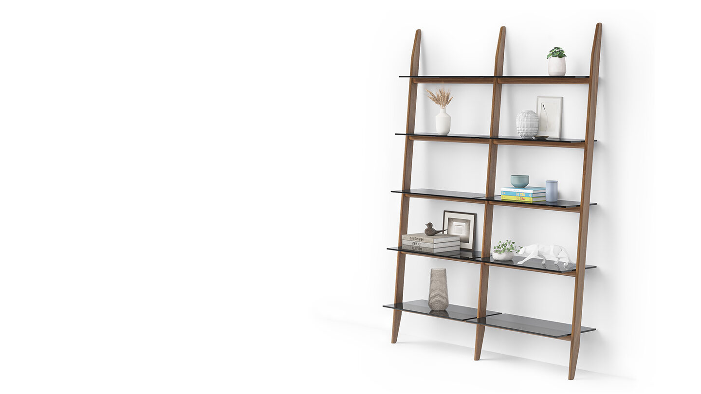 Stiletto BDI leaning ladder shelf system 570022 walnut 1440 810