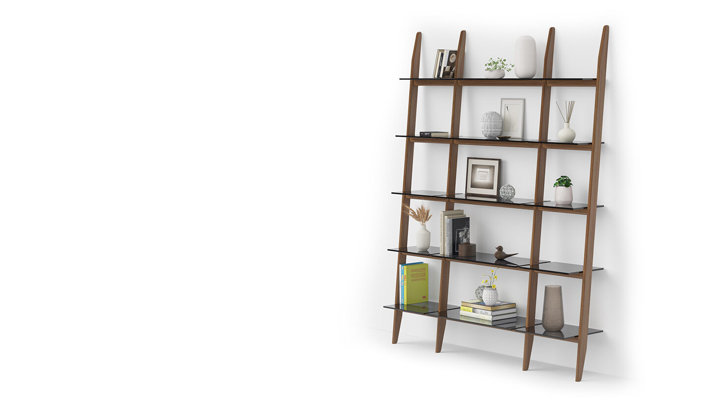 Stiletto BDI leaning ladder shelf system 570121 walnut 1440 810