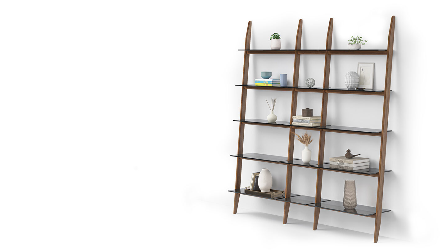 Stiletto BDI leaning ladder shelf system 570212 walnut 1440 810