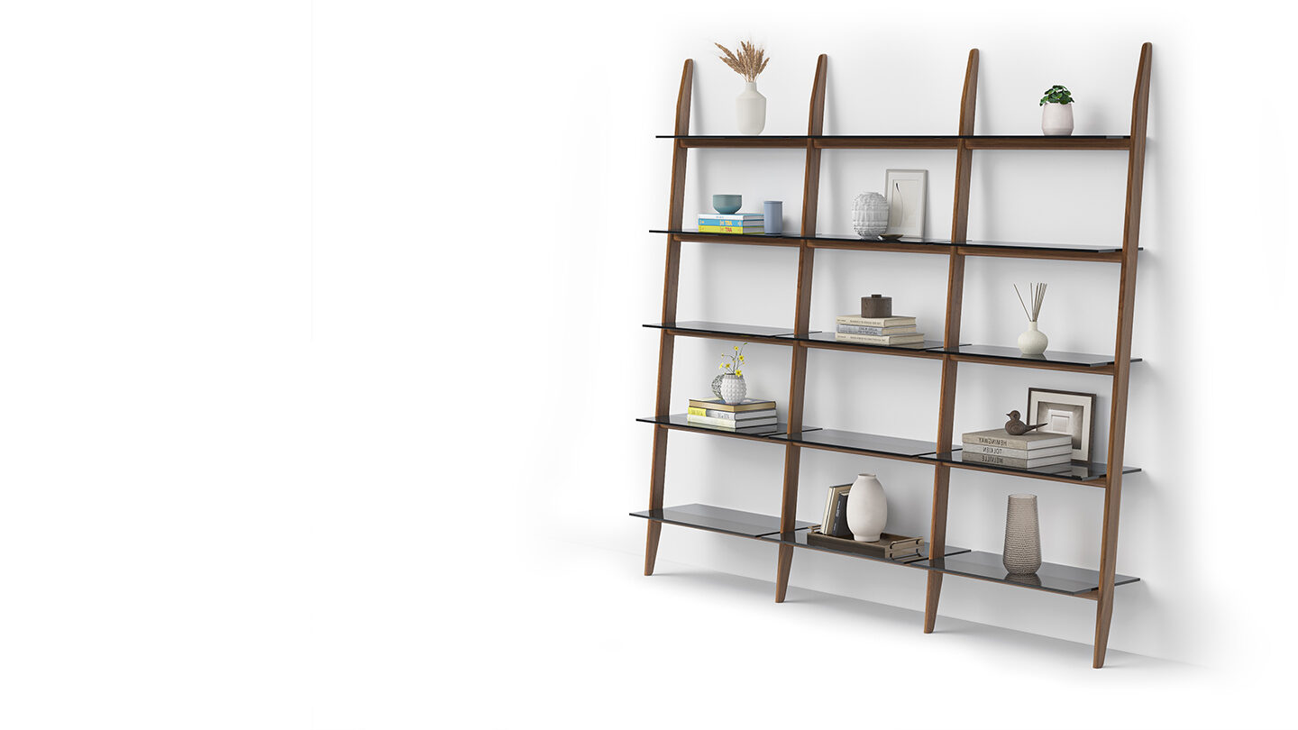 Stiletto BDI leaning ladder shelf system 570222 walnut 1440 810