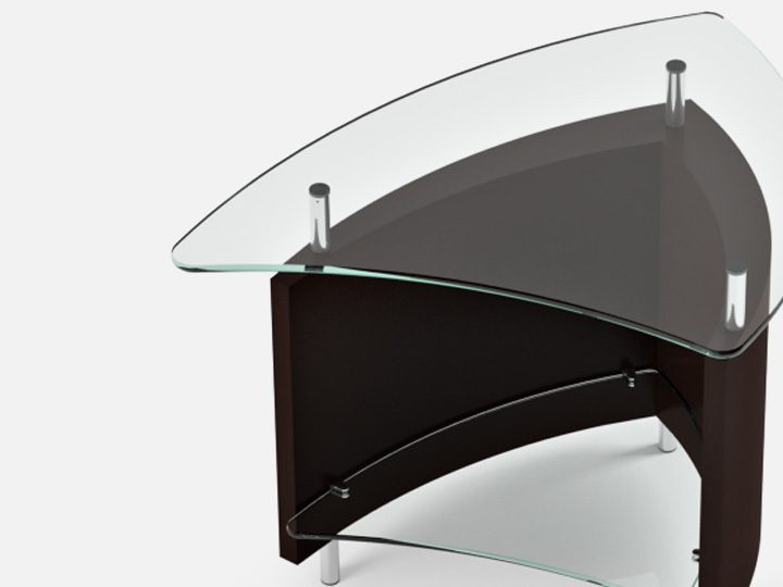 The Fin Table by BDI dynamic modern design with lower storage shelf