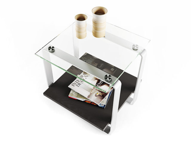 The Stream End Table by BDI sturdy construction with tempered glass top