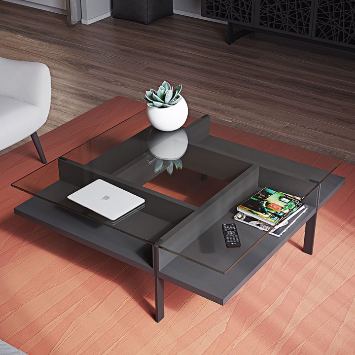 Terrace 1150 Modern Square Glass Coffee Table Bdi Furniture