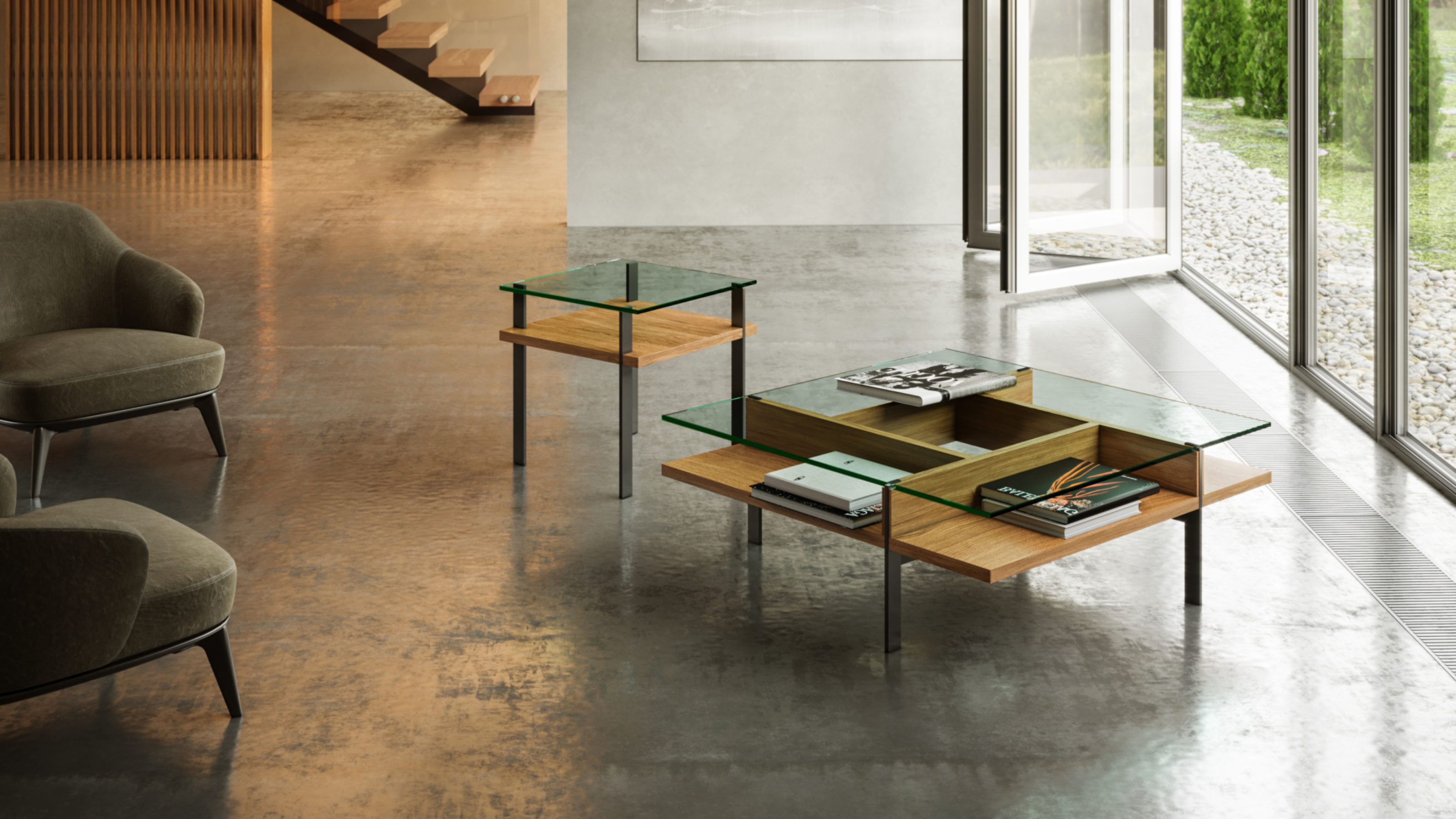 Terrace 1150 Modern Square Glass Coffee Table Bdi Furniture