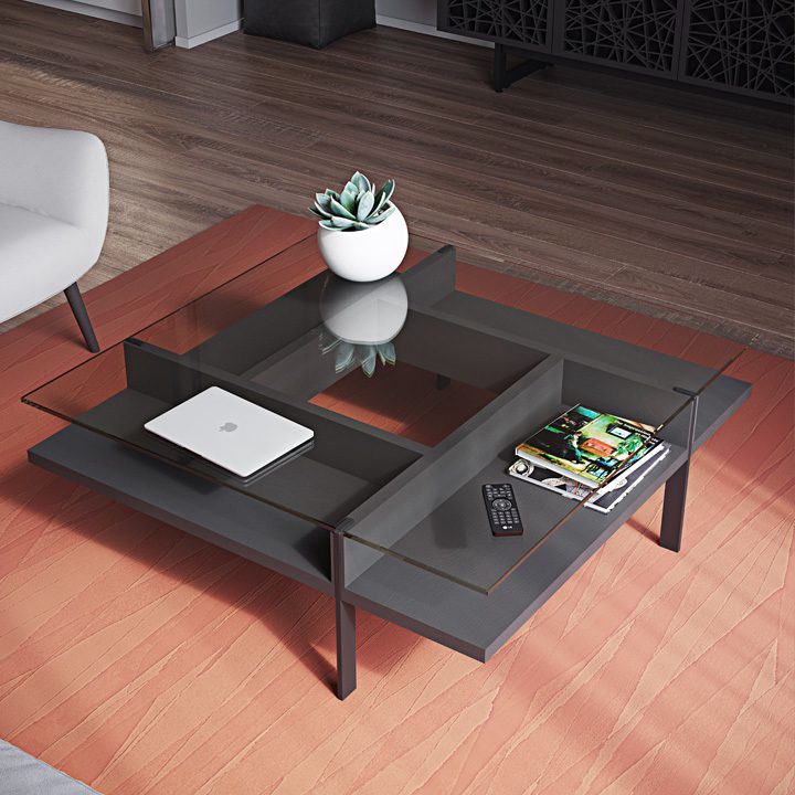 The elegant Terrace Coffee Table by BDI modern pinwheel design
