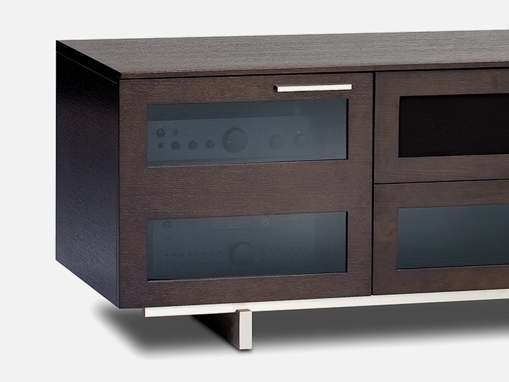The Avion Media Cabinet in espresso modern Tv center with ample storage