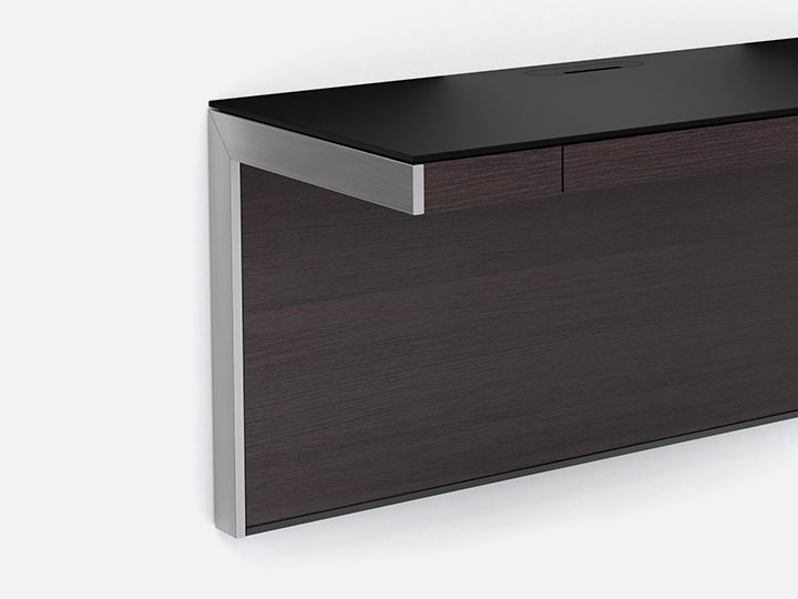 The Sequel Wall Desk by BDI in espresso modern elegant work surface in tempered glass