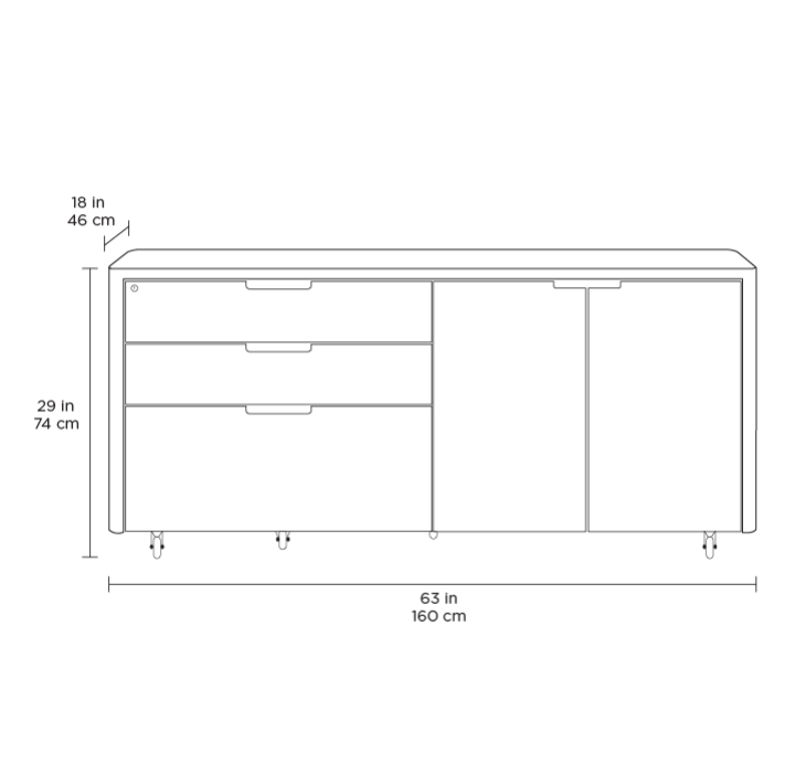 Kronos 6729 Mobile Modern Office Credenza | BDI Furniture